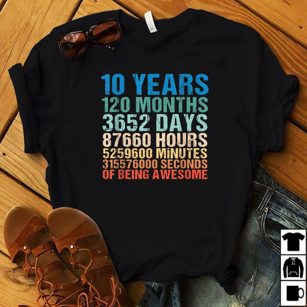 10 Years Old 10th Birthday Vintage Retro 120 Months T-Shirt