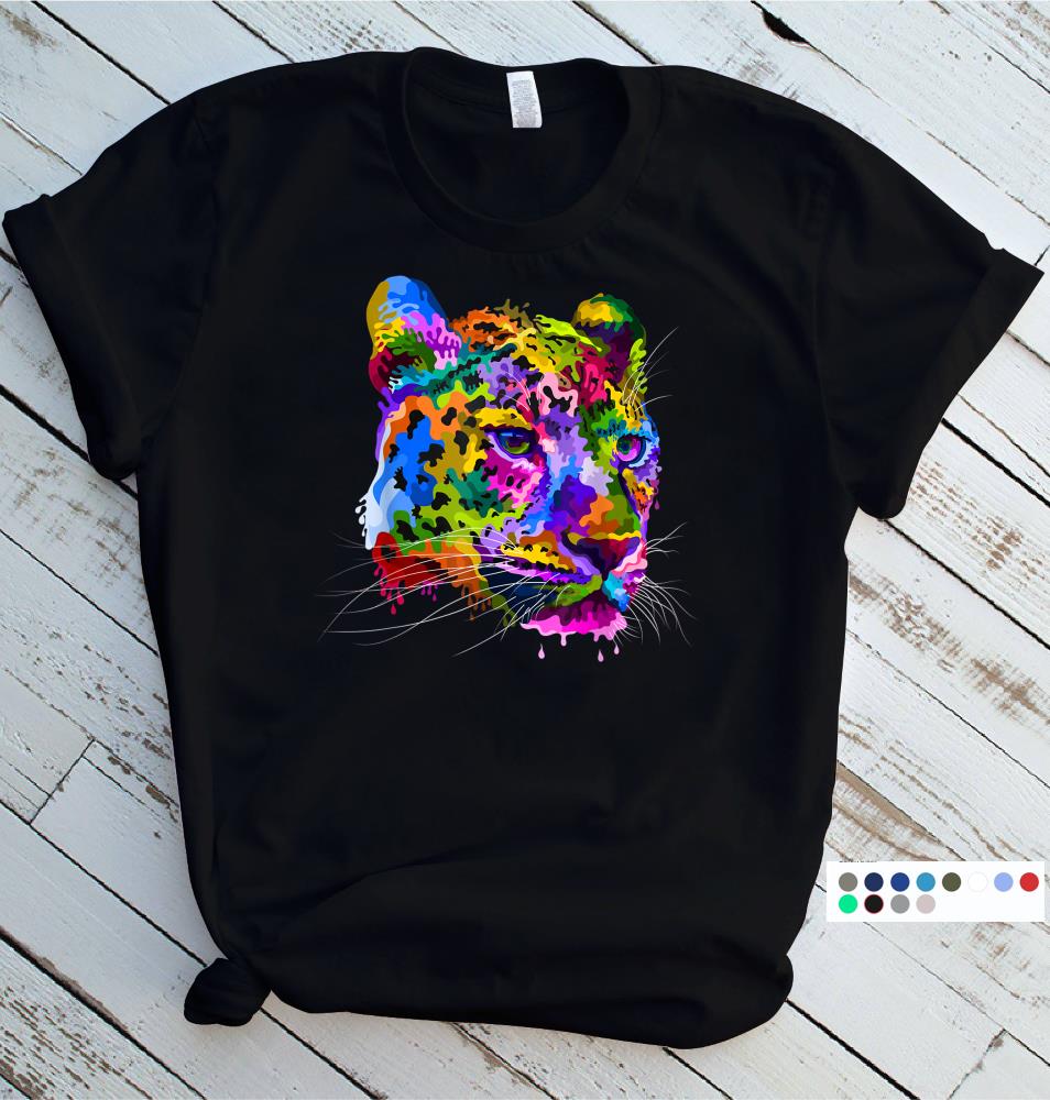 Colorful Cheetah Head Melt Tee Shirt Art
