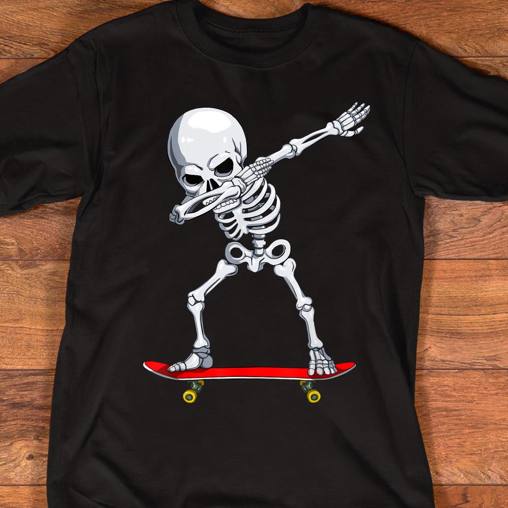 Dabbing Skate Skeleton Skateboard Clothes, Skater Boys Mens T-Shirt