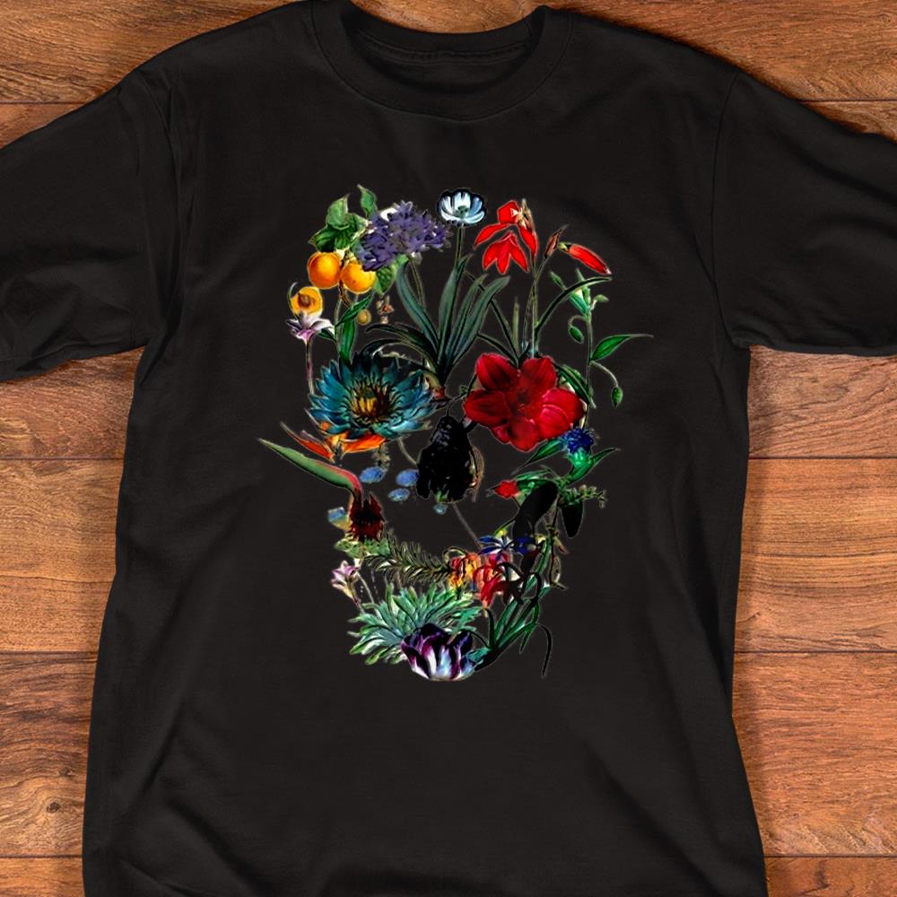 Flower skull tree skull floral skull woman t-shirt
