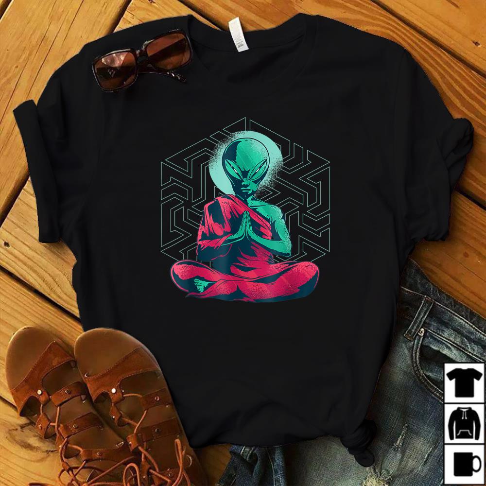 Funny Alien Buddha Monk Meditation Yoga Halloween Gift T-Shirt