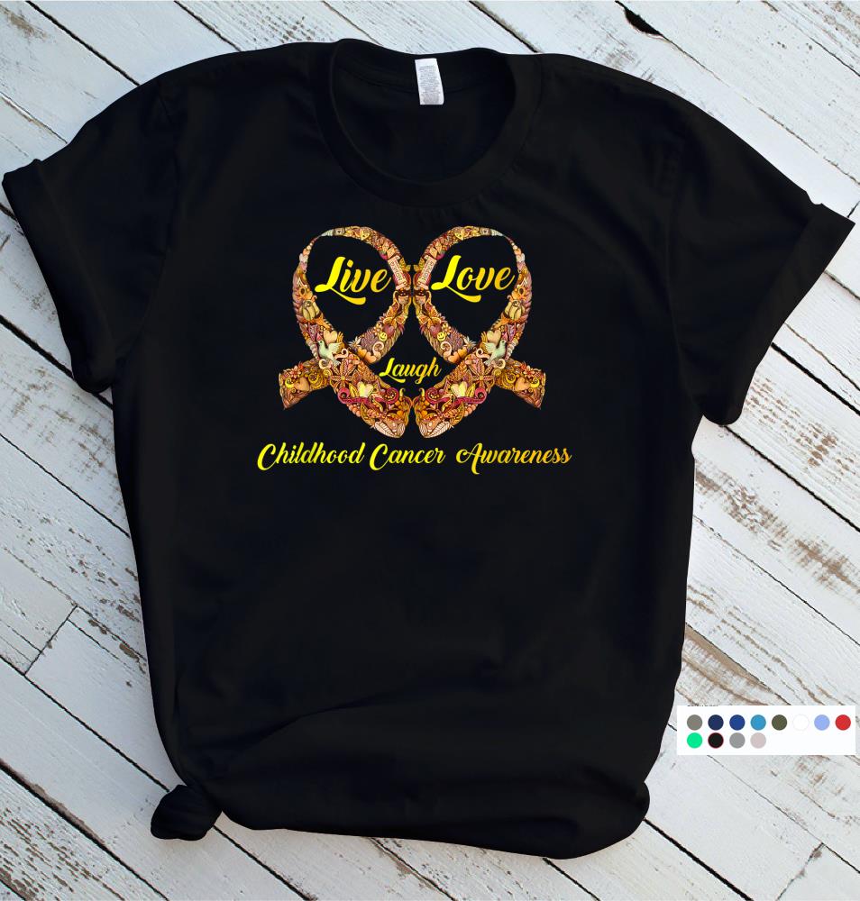 Heart Ribbon Childhood Cancer Awareness Gold T-Shirt