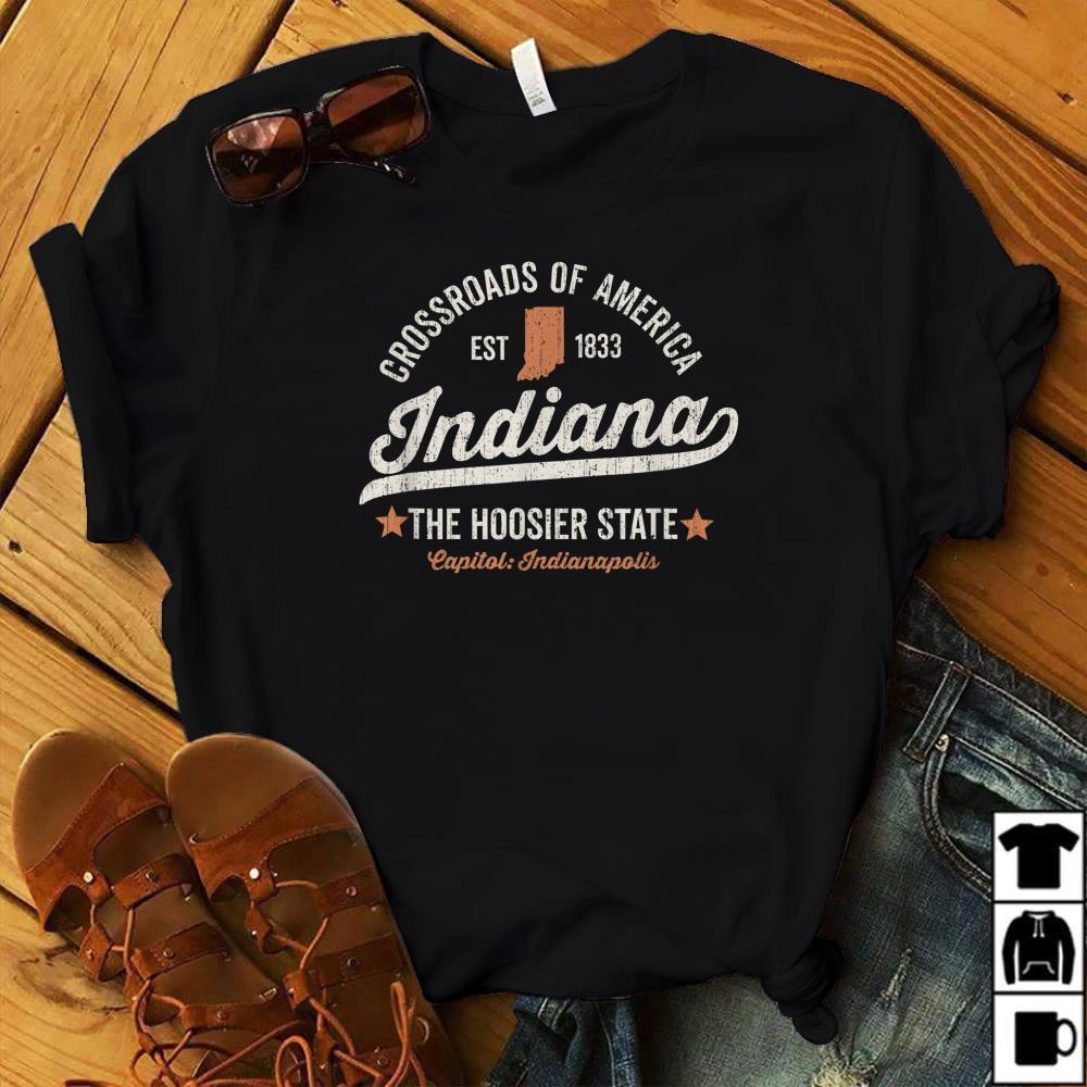 Indiana Vintage Sports Design Hoosier State Dark Rough T-Shirt
