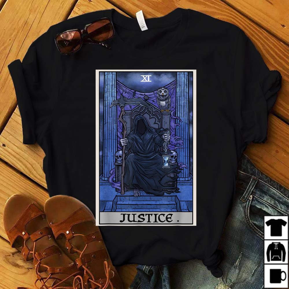 Justice Tarot Card Grim Reaper Halloween Gothic Witch Gift T-Shirt