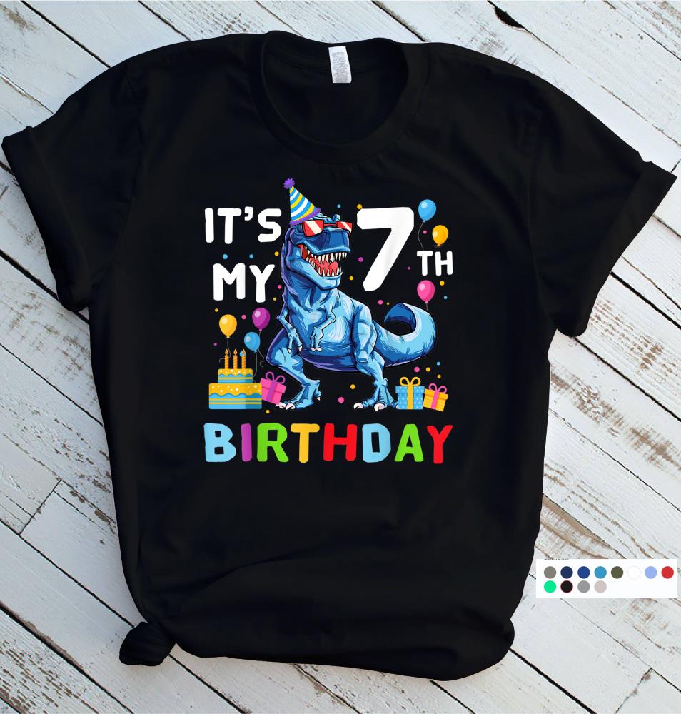 Kids Its My 7th Birthday Happy 7 Year T-Rex Shirt T-Shirt