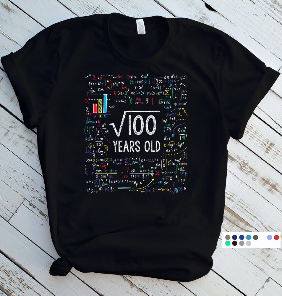 Kids Square Root Of 100 10th Birthday 10 Year Old Gifts Math Bday T-Shirt