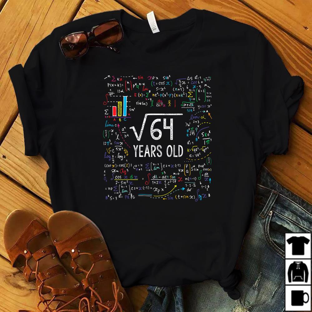 Kids Square Root Of 64 8th Birthday 8 Year Old Gifts Math Bday T-Shirt