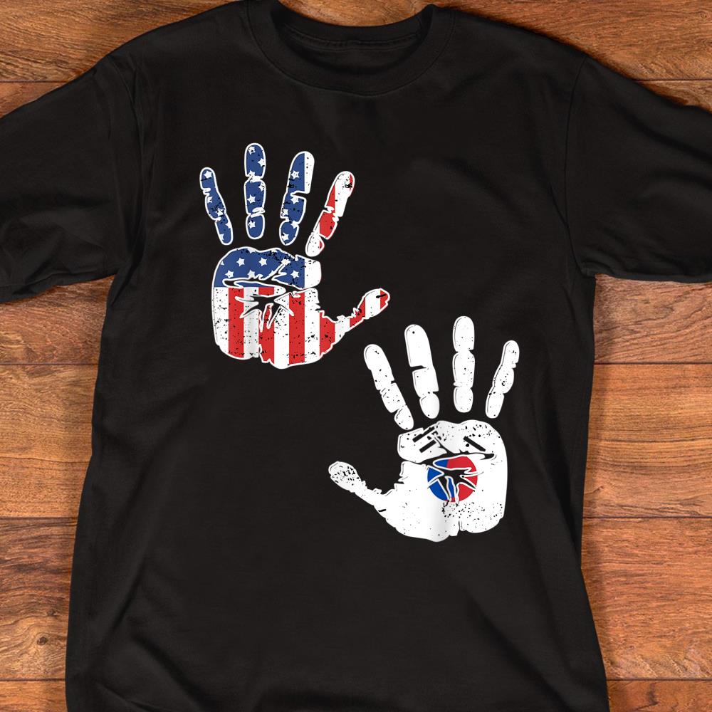 USA South Korea Handprint Flag Proud Korean American Roots T-Shirt