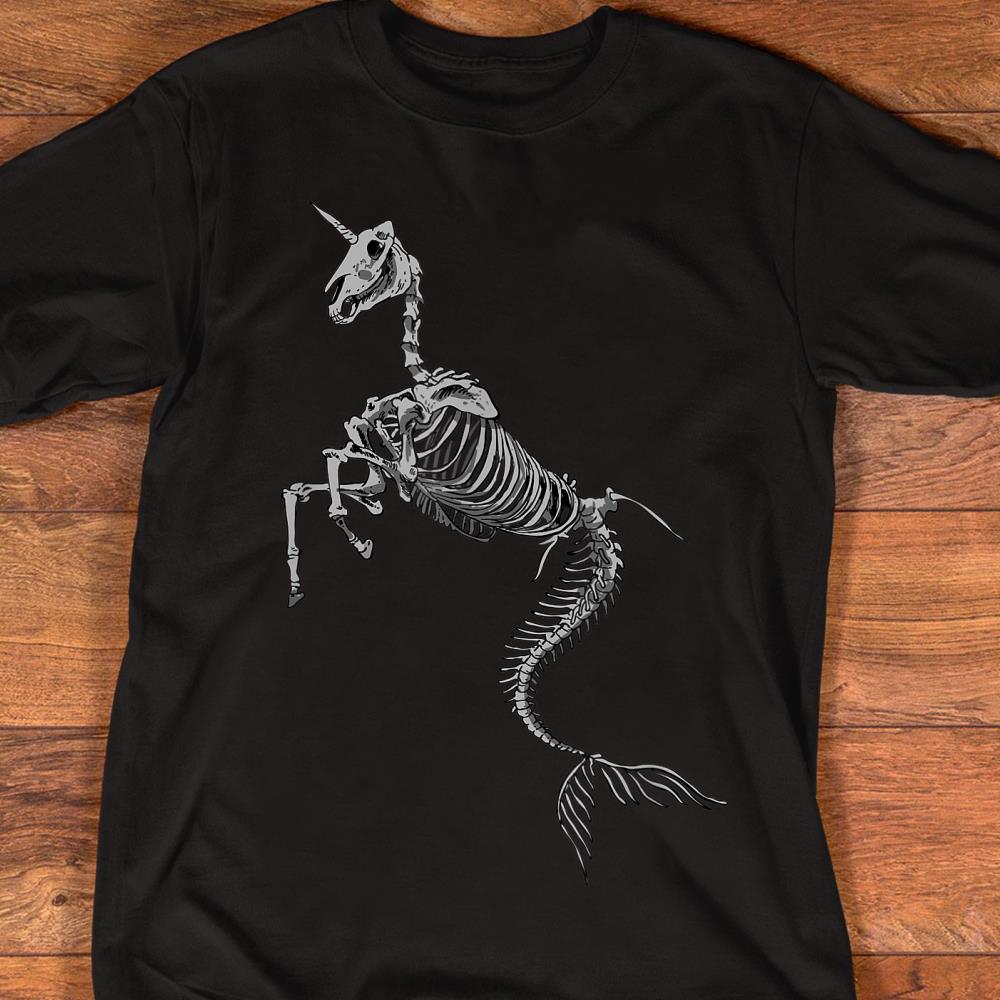 Unicorn Mermaid Skeleton Shirt Halloween Fantasy Art Costume T-Shirt