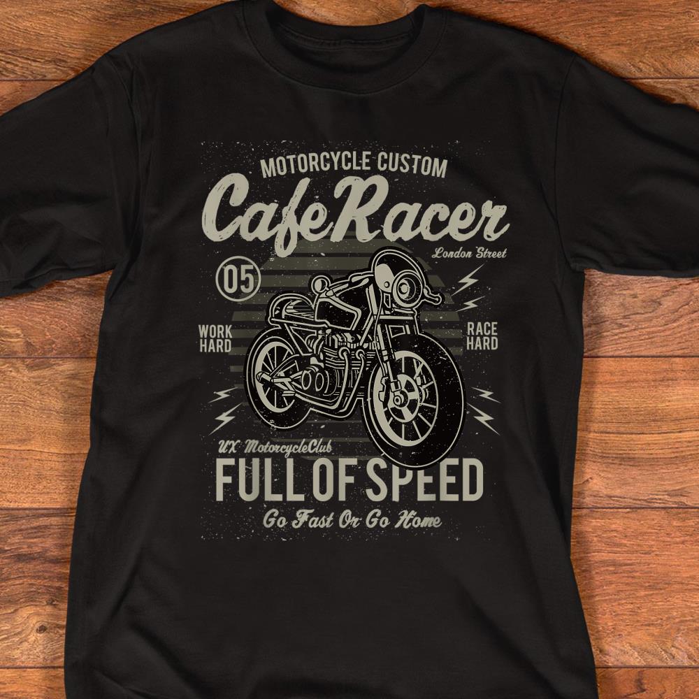 Vintage Motorcycle T Shirt Biker Cafe Racer Full Of Speed