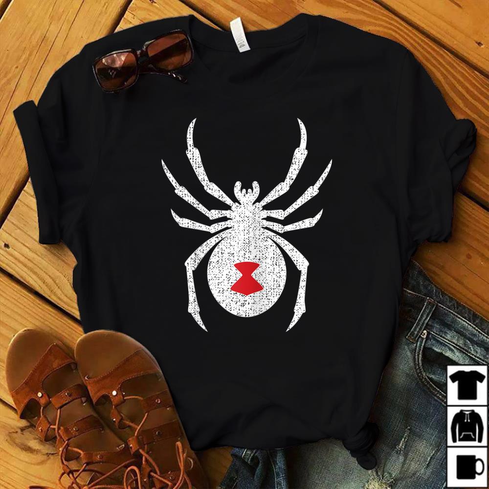 Womens Black Widow Distressed Spider Graphic T-Shirt