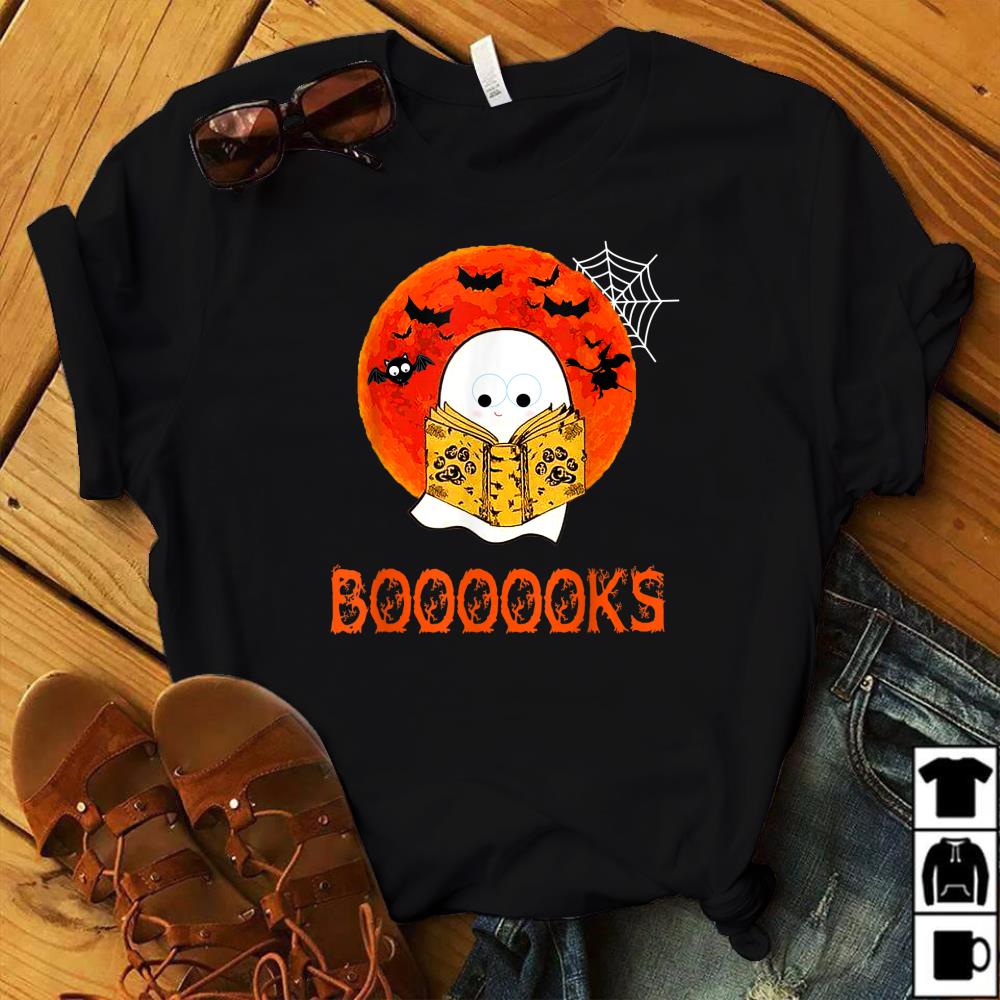 Boo Cute Ghost Reading Books Halloween shirt Boooooks T-Shirt