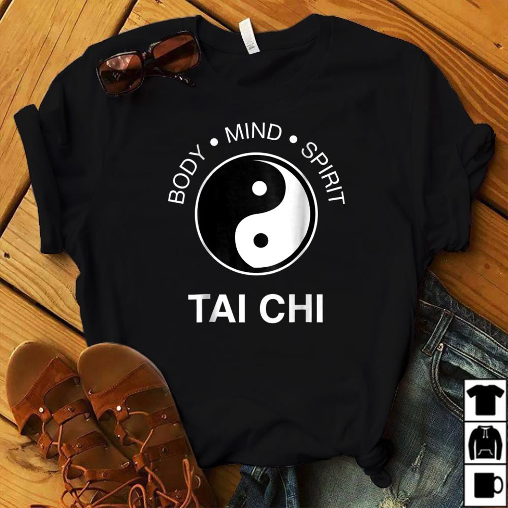 Tai Chi Tshirt Back Print - Body Mind Spirit Yin Yang Tee