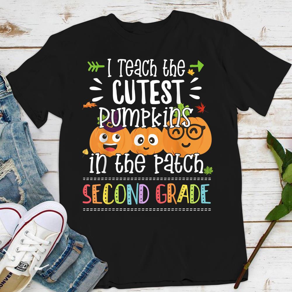 Teaching Cutest Pumpkin Patch 2nd Grade Halloween Teacher T-Shirt