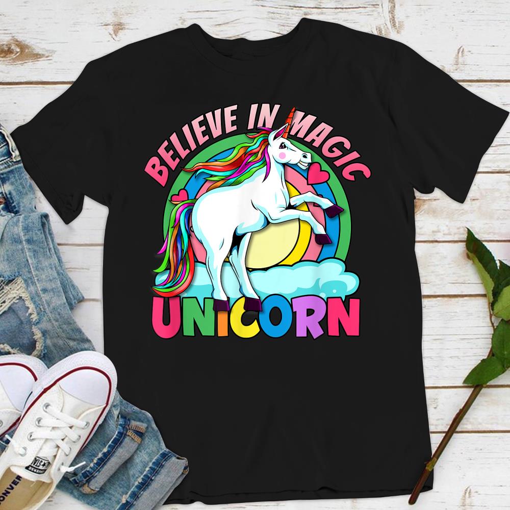 Unicorn Rainbow Believe in Magic Elementary Pre-K Teacher  T-Shirt
