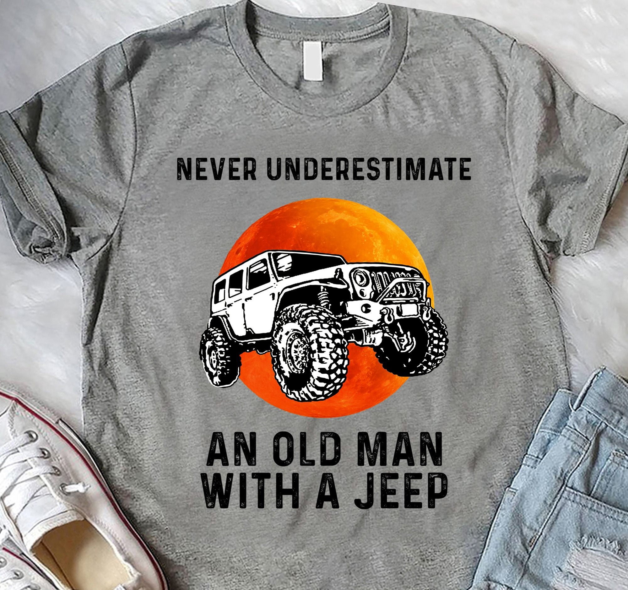 never underestimate an old man with a jeep