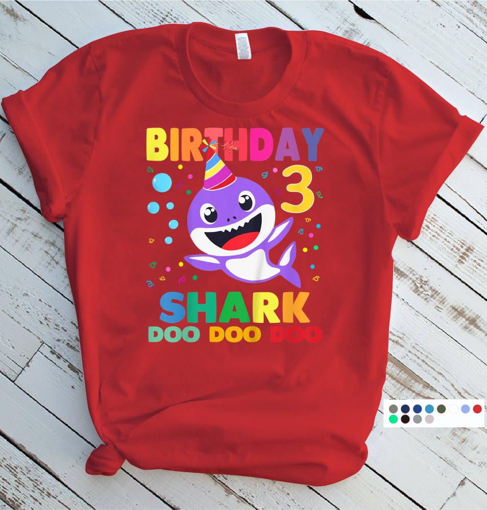 3rd Birthday Shark Party Gift for 3 Year Old Toddler Kids T-Shirt Shark Loving