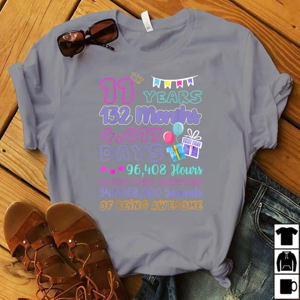 11th Birthday Tshirt For Girls 11 Years Old Being Awesome ...