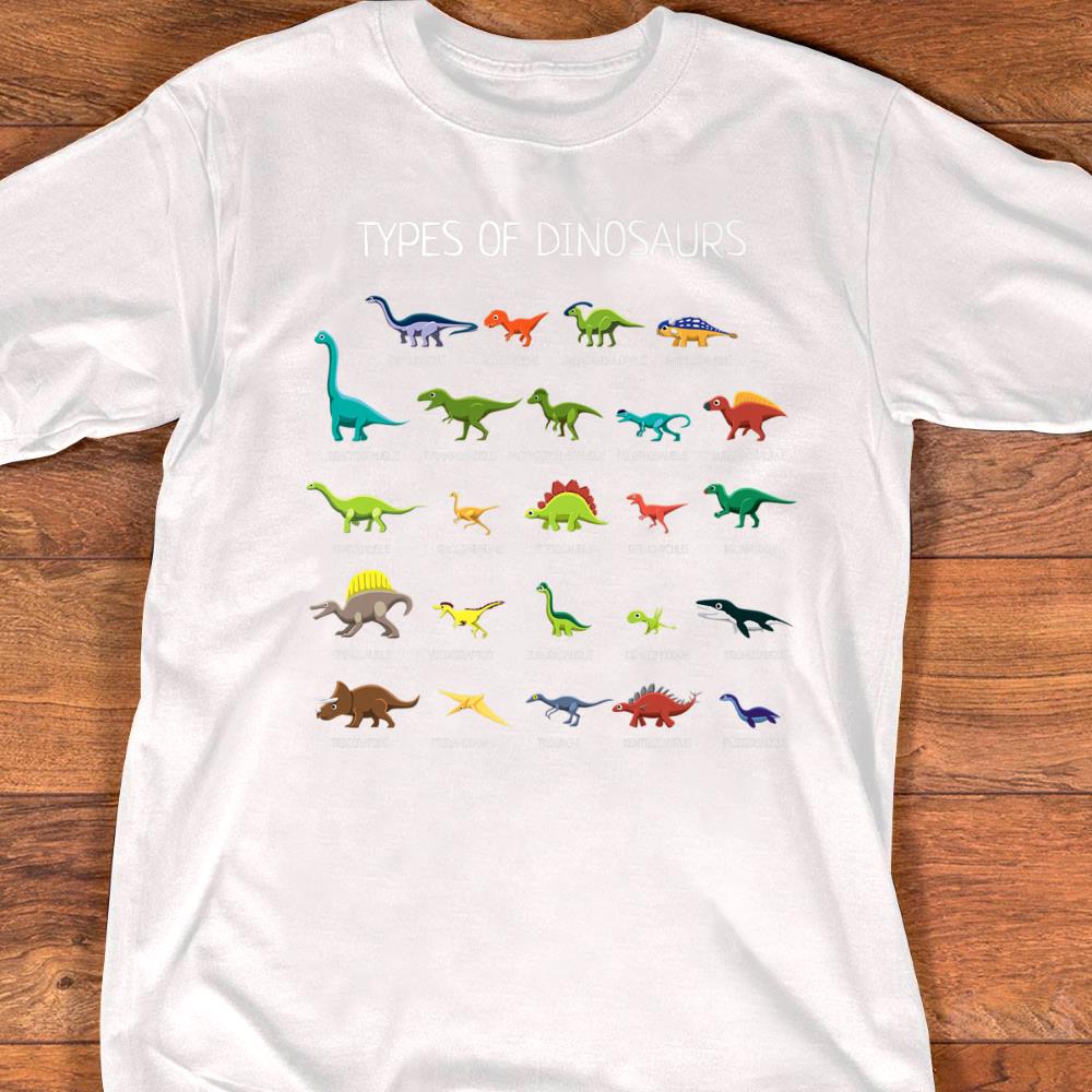 Types Of Dinosaurs T-Shirt size S-5XL 